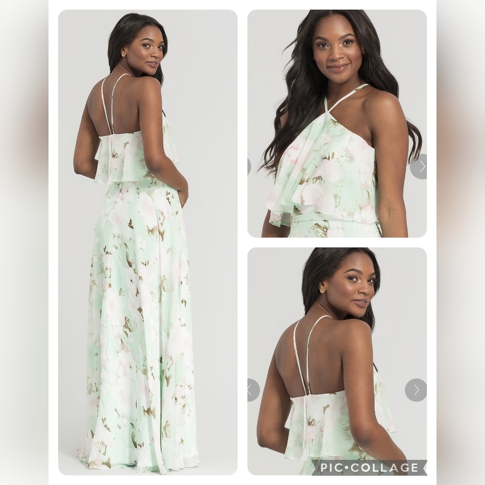 Kleinfeld Green Mint Floral Feminine Flowy Chiffon Maxi Small 2, 4